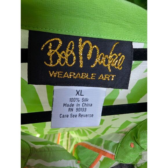 Vintage Bob Mackie 100% Silk Shirt XL Tropical Vacation Beach Resortwear Artsy - Picture 3 of 6